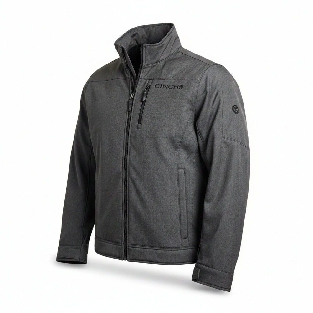 Cinch Mens Bonded Softshell Jacket Gray Heather Full Zip Medium
